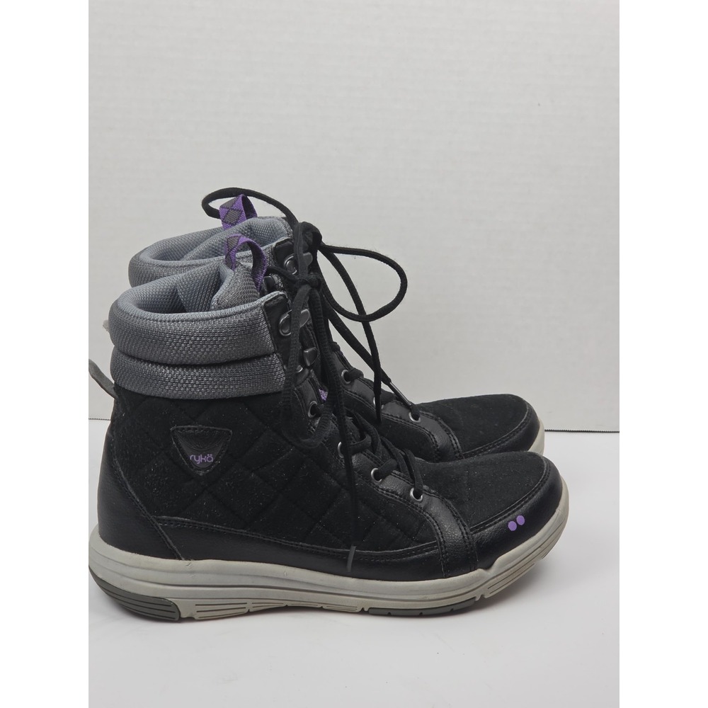 Ryka Aurora Quilted Lace Up Bootie Size 7.5M Black Gorpcore Utility